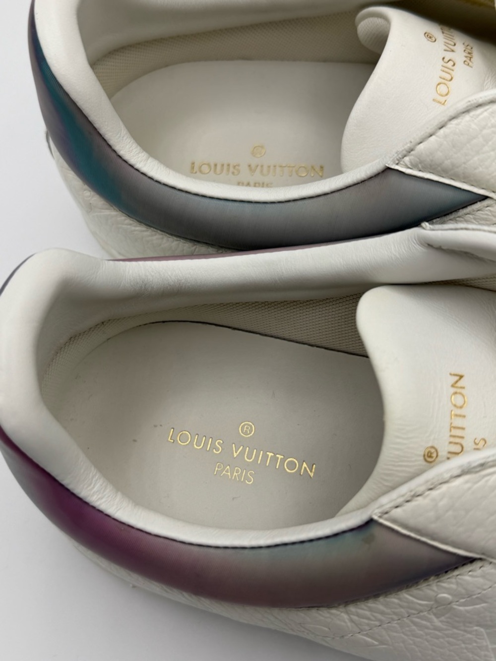 Louis Vuitton White Embossed Monogram Calfskin Sneakers Mens 8 (US9.5) - Picture 10 of 10